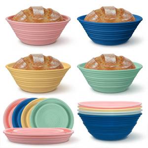 lot 14238 image: Douaowoc 4 Pack Silicone Banneton Bread Proofing Baskets 9 Inch Round
