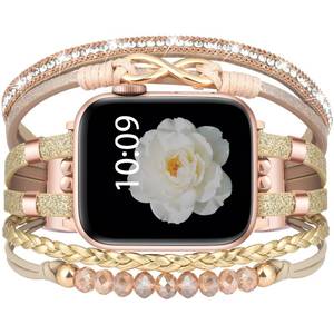 lot 14246 image: ORATYFAN Boho Leather Bracelet Apple Watch Band 38-49mm Series 1-12