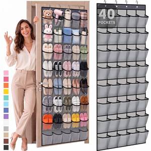 lot 14248 image: Windyun Over the Door Shoe Organizer 40 Pocket Gray