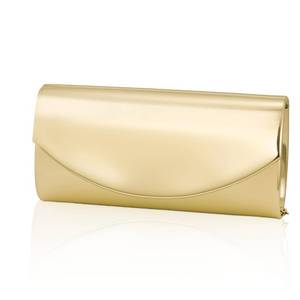 lot 14250 image: Larcenciel Patent Leather Clutch Purse Metallic Pale Gold with Chain Strap