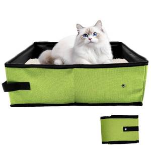 lot 14254 image: JOLL JOLL Foldable Travel Cat Litter Box Waterproof Nylon Portable