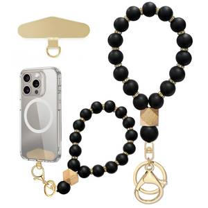lot 14267 image: Yudaky Silicone Beaded Phone Wrist Strap with Tether Tab, Black