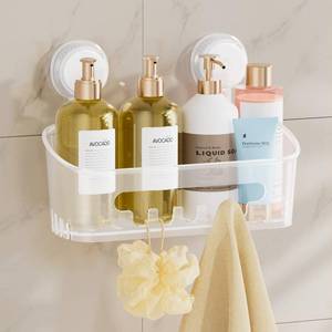 lot 17753 image: TAILI Shower Caddy Suction Cup Bathroom Organizer Shelf Frosted Clear