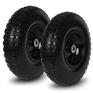 lot 17754 image: Taifa 2 Pack 13 Inch Solid Flat-Free Tire and Wheel 4.00-6 with 58 Inch Bore