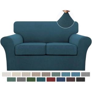 lot 17780 image: Turquoize 3 Piece Loveseat Sofa Slipcover with Cushion Covers, Deep Teal