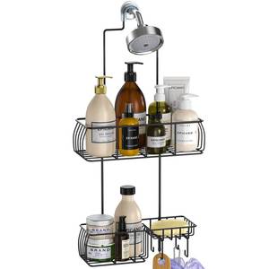 lot 17781 image: Epicano Hanging Shower Caddy 2 Basket 201 Stainless Steel Black