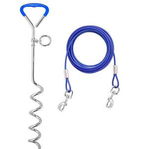 lot 17785 image: YANEPGNM Pet Dog Tie Out Cable & Anti Rust Spiral Stake 30FT
