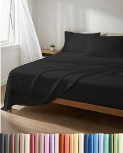 lot 17792 image: CGK Unlimited 4 Piece Full Size Microfiber Bed Sheet Set Black