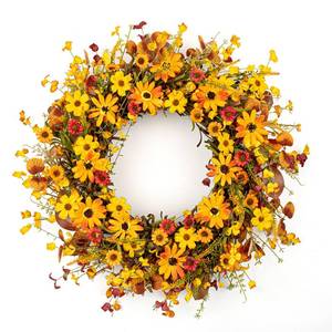 lot 17806 image: VioletEverGarden Artificial Fall Wreath 22 Inch Orange Autumn with Berries
