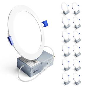 lot 17822 image: Ensenior 6 Inch LED Recessed Light 5000K Dimmable Canless Wafer 12 Pack