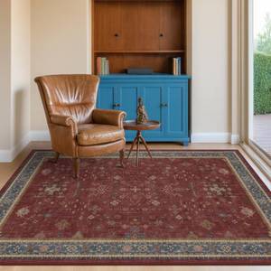 lot 17826 image: Hazo Haus Area Rug 4x6 Maroon Burgundy Victorian Medallion