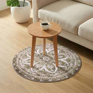 lot 18696 image: Carvapet Round Rug 24 Inch Brown Vintage Washable Low Pile