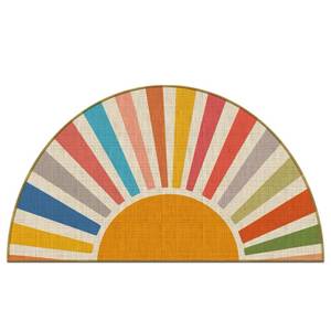 lot 18703 image: Mingnei Boho Sun Linen Door Mat Welcome Mat 17 x 30 Inch
