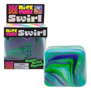 lot 18711 image: Schylling NeeDoh Nice Cube Swirl Sensory Toy, BlueGreen, 2.25 Inch