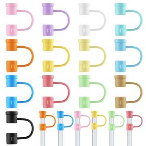 lot 18730 image: PLULON Silicone Straw Cover Caps Compatible with Tumbler, 8mm, 16 Pcs