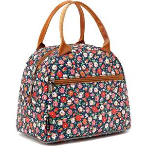 lot 18784 image: FlowFly Insulated Lunch Cooler Tote Bag 11x7x13 Floral Red
