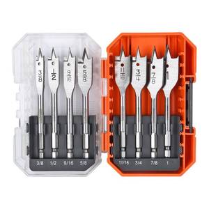 lot 18790 image: Luckyway Spade Drill Bit Set 8 Piece 38 to 1 Paddle Flat Bit with Case