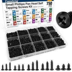lot 18794 image: Fasvicna Self Tapping Screws M1.7-M3 Phillips Pan Head Carbon Steel 750 Pcs