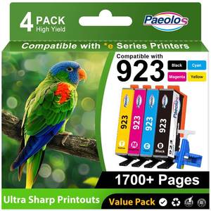 lot 18800 image: Paeolos Ink Cartridges for HP 923 4-Pack Black Cyan Magenta Yellow