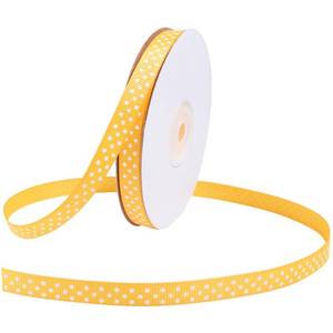 lot 18838 image: Loomesh Yellow and White Polka Dot Grosgrain Ribbon 38 Inch x 25 Yards