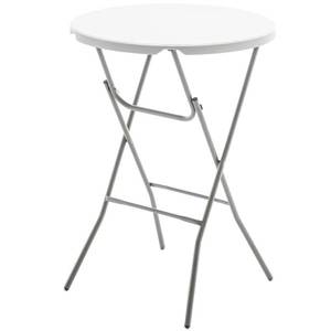 lot 19591 image: BTEXPERT White 32 Inch Round 43 Inch Bar Height Folding Plastic Table