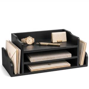 lot 19598 image: Rebee Vision Wood Desk File Organizer Black 16.5 x 9.5 x 6.5 in