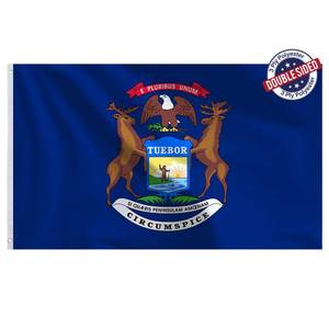 lot 20053 image: Bradford Michigan State Flag 3x5 Ft Outdoor 3-Ply Polyester Double Sided