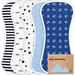 lot 20058 image: KeaBabies Organic Cotton Burp Cloths 5-Pack Adventurer
