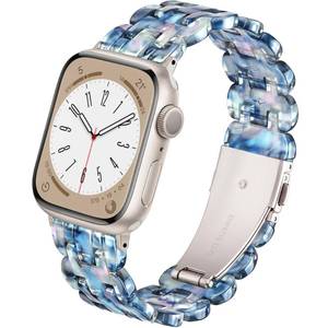 lot 20077 image: Pleixiu Resin Watch Band for Apple Watch 38mm 40mm 41mm 42mm Pearlescent Navy