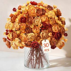 lot 20093 image: Alupssuc 30 Pcs Artificial Ranunculus Flowers Fall Faux Silk Mini