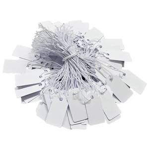 lot 20109 image: Acoeitl Jewelry Price Tags 1 x 0.51 Inches White with Elastic String 300 Pcs