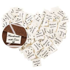 lot 20118 image: LeCorner 100 Pcs Handmade with Love Sewing Labels Fabric Tags