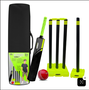 lot 1587 image: Cric Addict Size 5 Cricket Set w Bat, Stumps, Bails, Ball & Carry Bag