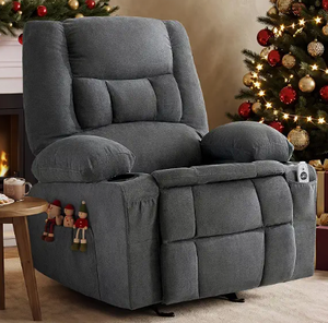 lot 1600 image: Grey Fabric Power Recliner Chair w Hand Remote, Boxed, 29.53x22.44x18.90in