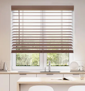 lot 11091 image: 2in Cordless Faux Wood Horizontal Blind 34 14in x 48in