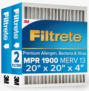 lot 11101 image: Lot of 2 3M Filtrete 1900 16x20x4 MERV 13 Electrostatic Air Filters