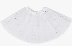 lot 18812 image: White Sequin Tulle Skirt with Drawstring Tie and Lining, Size M