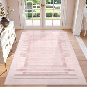 lot 1657 image: Wonnitar Washable Striped Area Rug 5x7 Pink Non-Slip Low Pile