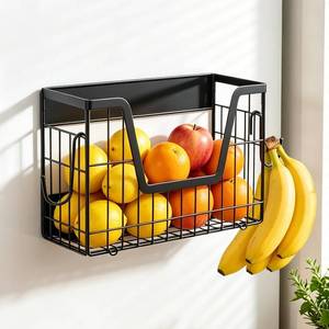 lot 1664 image: Onaner Magnetic Refrigerator Basket Organizer with Hooks, 30 lb Capacity