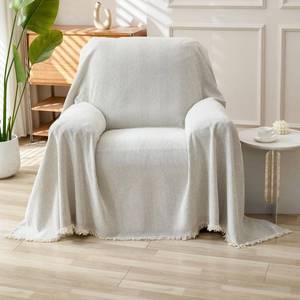 lot 1667 image: HAOMAIJIA Chenille Couch Cover for 1 Cushion Sofa Washable 71 x 91 Off White