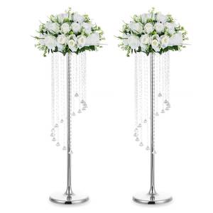 lot 1687 image: NUPTIO Tall Silver Table Centerpiece Vases 35.4 Inch 2 Pcs