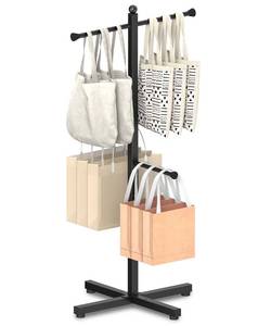 lot 1688 image: Ansionsol Adjustable Shopping Bag Rack 42-48 Inch Metal T-Shaped Black 4 Arm