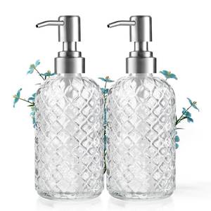 lot 1692 image: Kaishun Refillable Glass Soap Dispenser 1 Pack 14 oz Clear