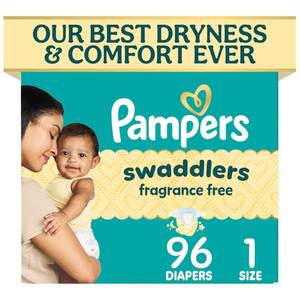 lot 1702 image: Pampers Swaddlers Diapers Size 1 (8-14 lbs) 96 Count Fragrance Free