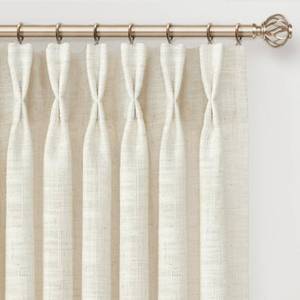 lot 1707 image: INOVADAY Pinch Pleat Linen Curtains 90 Inches Long Natural 2 Panel Set
