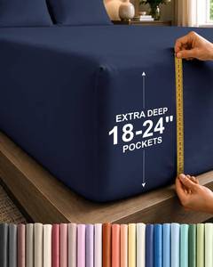 lot 2052 image: CGK Unlimited Extra Deep King Fitted Sheet Navy Blue