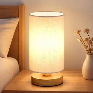 lot 2057 image: UCHENTON Small Bedside Table Lamp 2700K Warm White 400 Lumens Fabric Shade