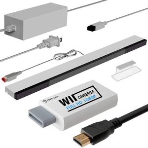 lot 2062 image: PORTHOLIC Wii Replacement Cable Set 4 in 1 HDMI Converter Sensor Bar AV Cable