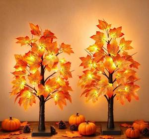 lot 2074 image: Toteao 24 Inch Fall Tree with 24 Warm White LED Lights Artificial Maple Tree