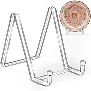lot 2076 image: GlikCeil 2 Pack 3 Inch Clear Acrylic Square Plate Stand Display Holder Easel